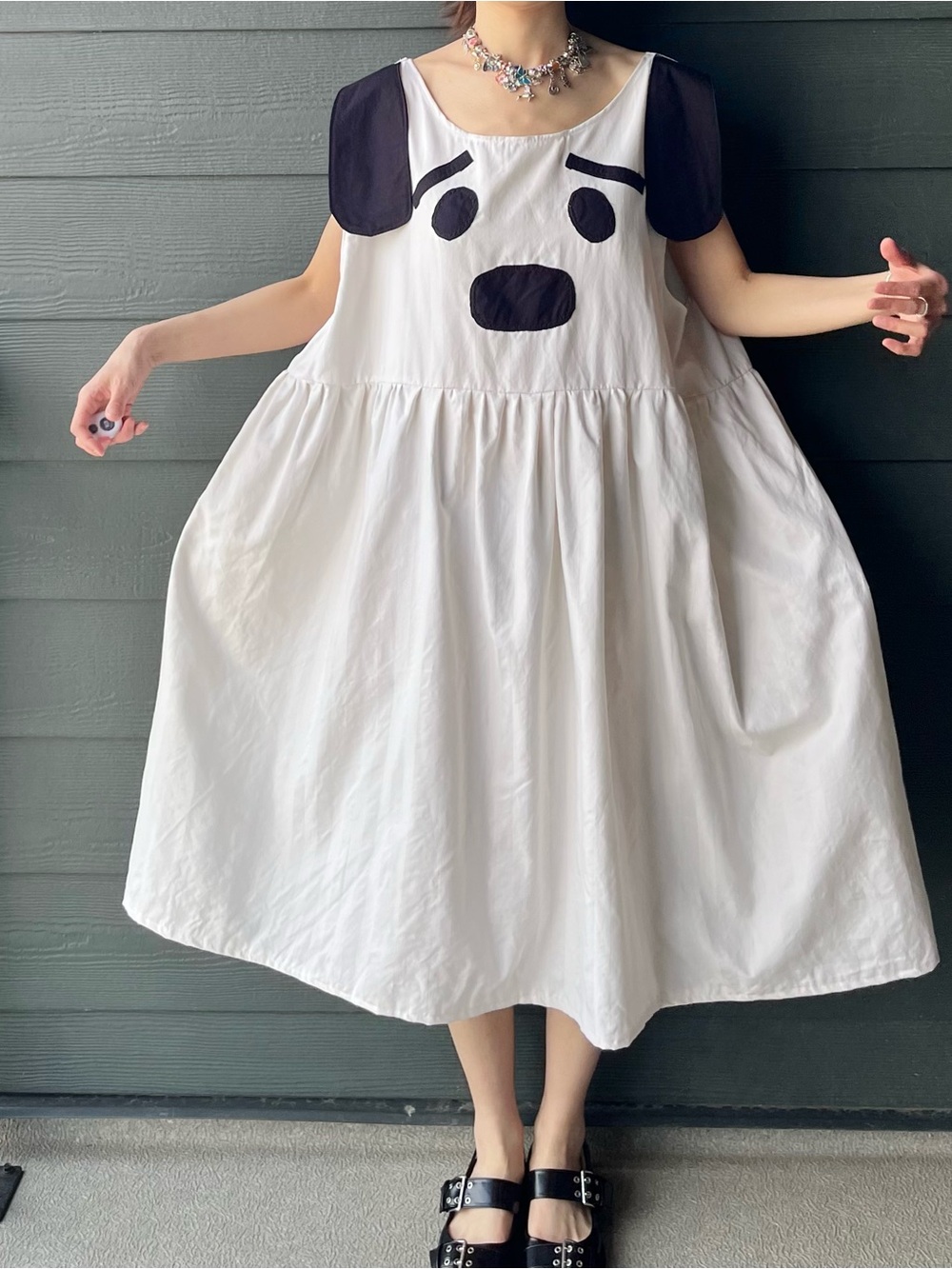 Puppy Mood | Handmade Patchwork Puppy Face Dress SKU 07216 Plus Size - Picture 13 of 16